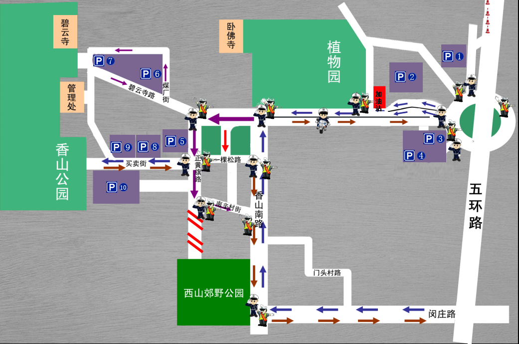 附件2：香山地区停车资源及交通路线示意图