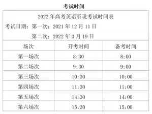 北京市2022年高考第一次英语听说考试将于12月11日进行